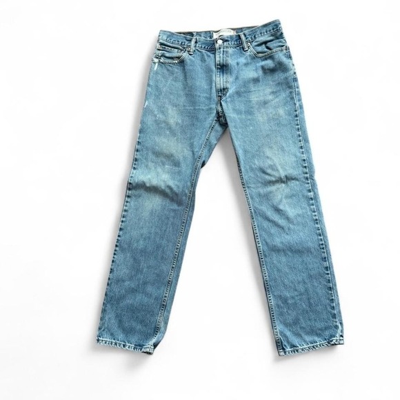Levi's 505 Straight Fit Jeans - Men's 34x34 - Light Wash Blue Denim Vintage Y2K - Picture 4 of 6